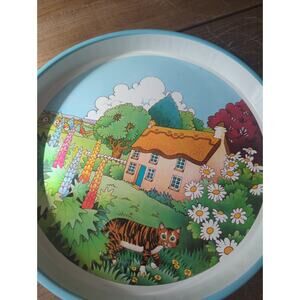 Vintage Made in England Cottagecore Homestead Farm Landscape Tray 12"